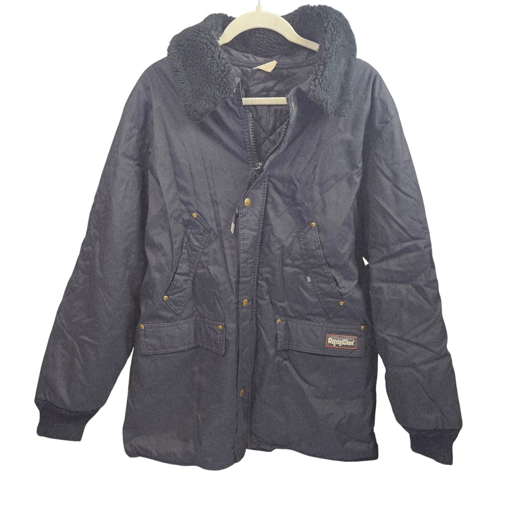 Vintage RefrigiWear Insulated Work Jacket Mens XXL Navy Blue Utility‎ Patina 90s
